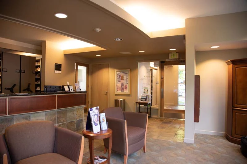 The waiting room at Olympia Advanced Dentistry